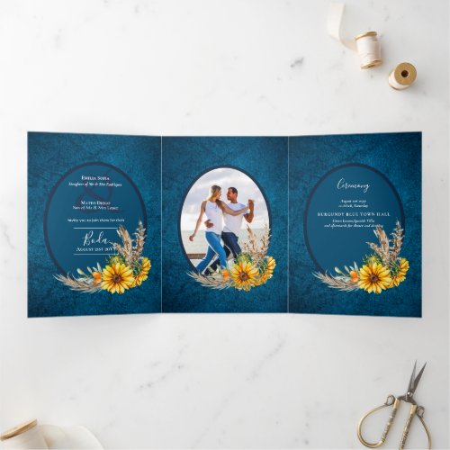 Nuestra Boda 6 page Sunflowers Wedding Invite