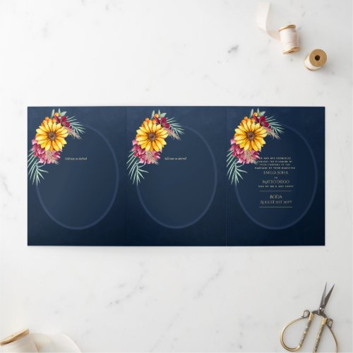 Nuestra Boda 6 page Sunflowers Wedding Invite