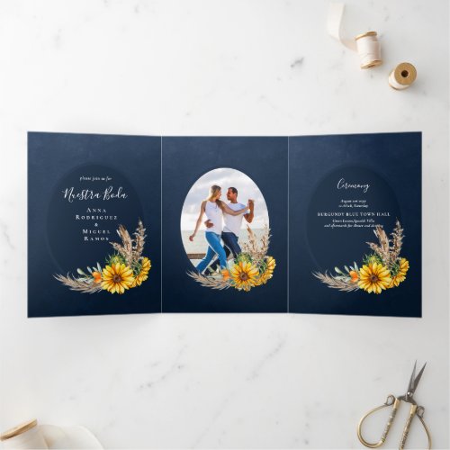 Nuestra Boda 6 page Sunflowers Wedding Invite