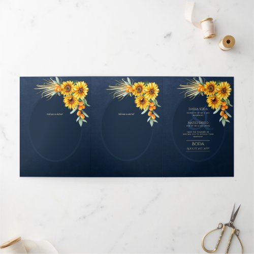 Nuestra Boda 6 page Sunflowers Wedding Invite