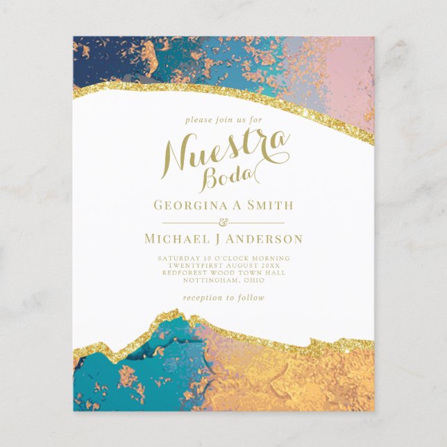 Nuestra Boda AGATE Gold Spanish Wedding INVITE (Front)