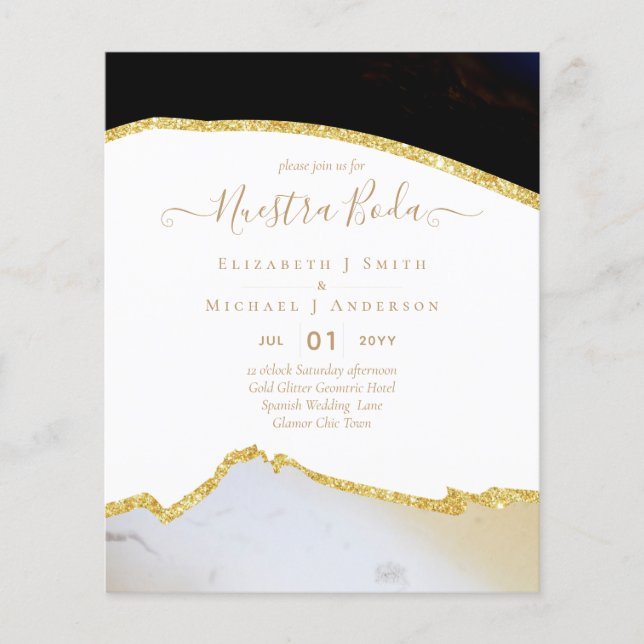 Nuestra Boda AGATE Gold Spanish Wedding INVITE (Front)