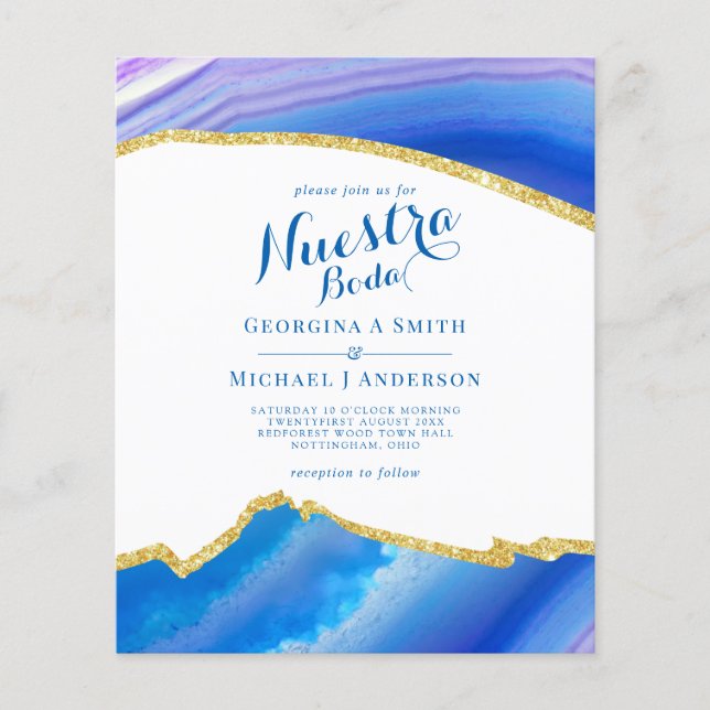 Nuestra Boda AGATE Gold Spanish Wedding INVITE (Front)