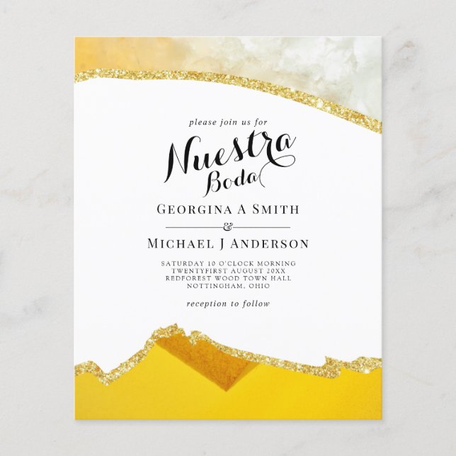 Nuestra Boda AGATE Gold Spanish Wedding INVITE (Front)
