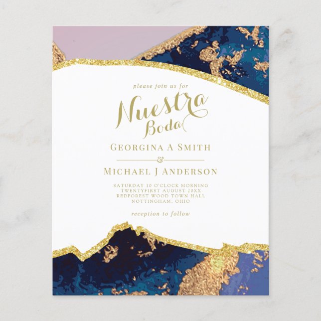 Nuestra Boda AGATE Gold Spanish Wedding INVITE (Front)