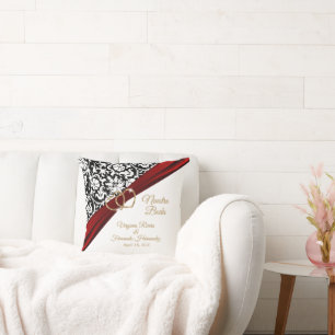 Nuestra Boda - Anniversary - Black, Whte and Red Throw Pillow