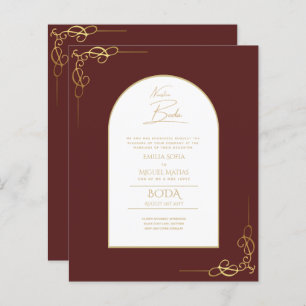 Nuestra Boda Budget Gold Accent Bilingual Invite