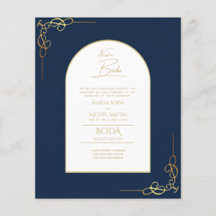 Nuestra Boda Budget Gold Accent Bilingual Invite Flyer