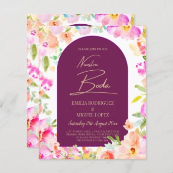 NUESTRA BODA Cerise Pink Floral Wedding Invite