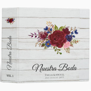 NUESTRA BODA de Flores Burdeos BURGUNDY 3 Ring Binder