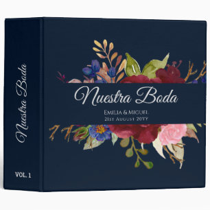 NUESTRA BODA de Flores Burdeos BURGUNDY 3 Ring Binder