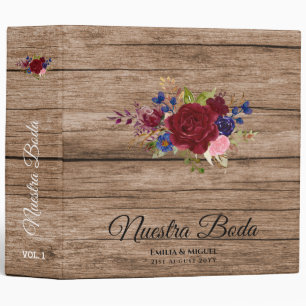 NUESTRA BODA de Flores Burdeos BURGUNDY 3 Ring Binder