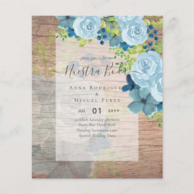 NUESTRA BODA Dusty Blue Floral BUDGET (Front)