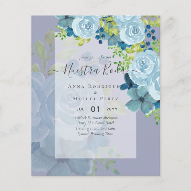 NUESTRA BODA Dusty Blue Floral BUDGET (Front)