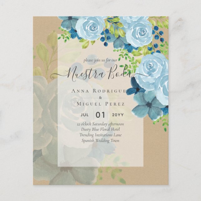 NUESTRA BODA Dusty Blue Floral BUDGET (Front)