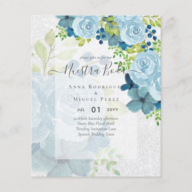 NUESTRA BODA Dusty Blue Floral BUDGET (Front)