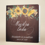 Nuestra Boda Flower Wood Girasol Photo Album 3 Ring Binder<br><div class="desc">This design may be personalized in the area provided by changing the photo and/or text. Or it can be customized by clicking Personalize this Template and then choosing the click to customize further option and delete or change the color of the background, add text, change the text color or style,...</div>