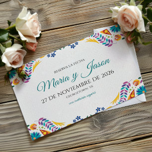 Nuestra Boda Flowers Botanical Spanish Wedding Save The Date