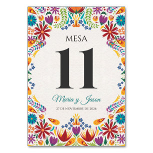 Nuestra Boda Flowers Botanical Spanish Wedding Table Number