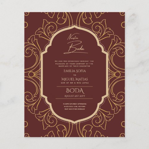 Nuestra Boda GOLD Frame Spanish Wedding INVITE Flyer
