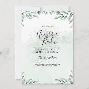 NUESTRA BODA Greenery Spanish WEDDING Invitation