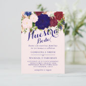 Nuestra Boda Invitacion Burgundy Blue Pink Floral Invitation (Standing Front)