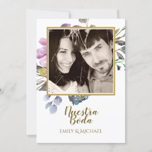 Nuestra Boda Invitacion - PHOTO Wedding Purple Invitation