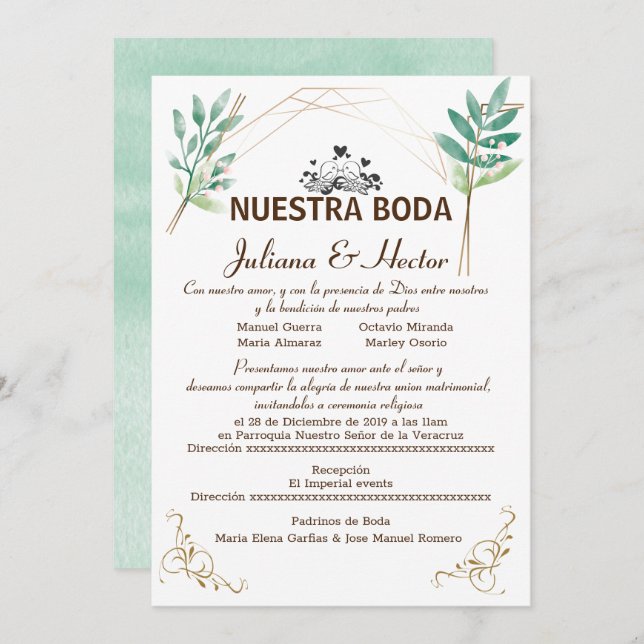 Nuestra Boda Invitation (Front/Back)