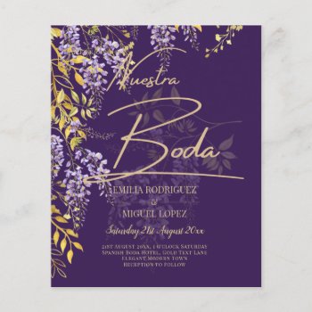 Nuestra Boda Lilac Wisteria Wedding Spanish Invite