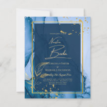 NUESTRA BODA Navy Blue Gold Ink Wedding INVITE