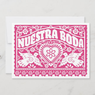 Nuestra Boda Papel Picado Love Birds Invitation