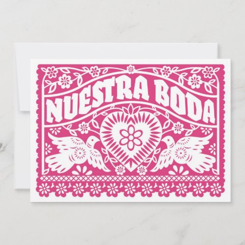 Nuestra Boda Papel Picado Love Birds Personalized Invite