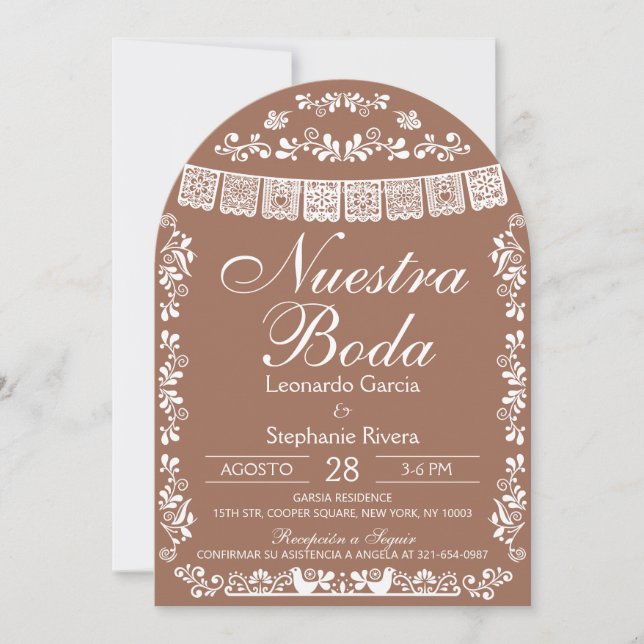 Nuestra Boda Papel Picado Spanish Wedding Arch Invitation (Front)