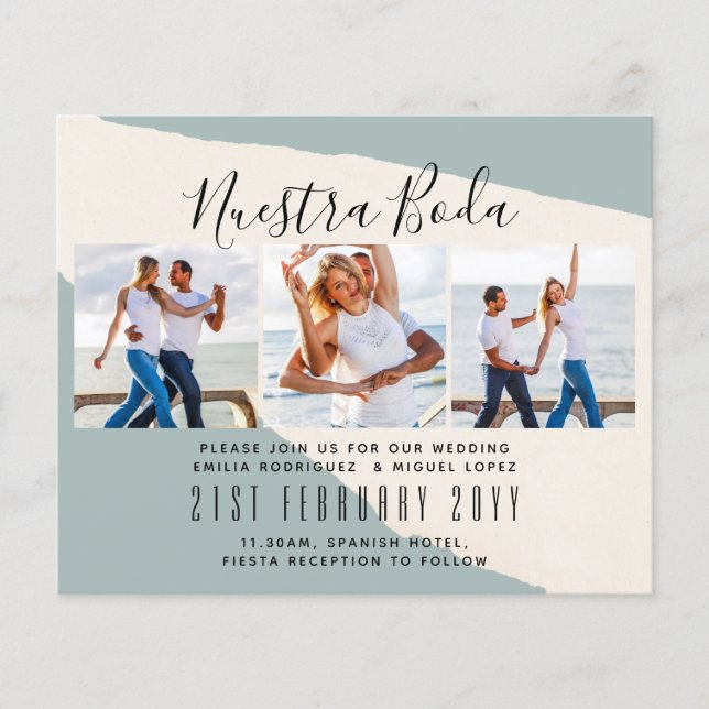 Nuestra Boda Photo Collage Wedding INVITE (Front)