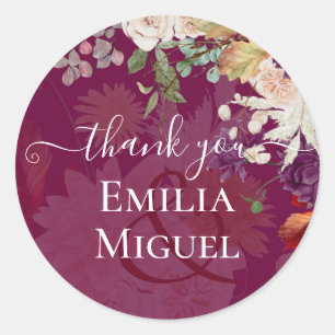 NUESTRA BODA Plum Fall Floral Spanish Wedding Classic Round Sticker