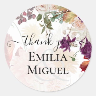 NUESTRA BODA Plum Fall Floral Spanish Wedding Classic Round Sticker