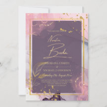 NUESTRA BODA Purple Pink Gold Ink Wedding INVITE