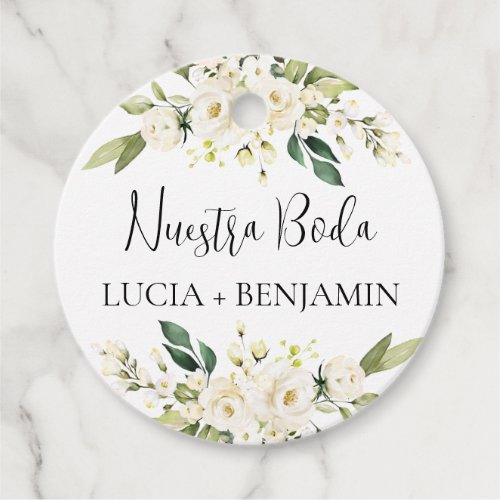 Nuestra boda Round Favor Tags