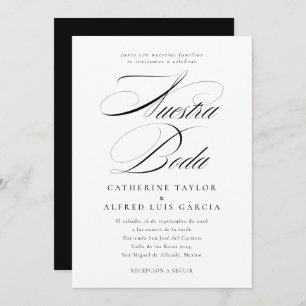 Nuestra Boda Spanish Language Black Script Wedding Invitation