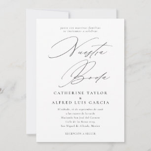 Nuestra Boda Spanish Language Black Script Wedding Invitation
