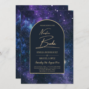 NUESTRA BODA Starry Night Purple Blue INVITE
