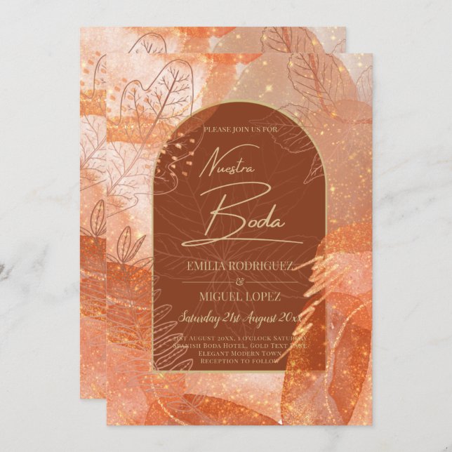 NUESTRA BODA Terracotta FALL Wedding Invite (Front/Back)