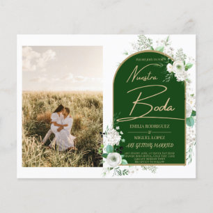 NUESTRA BODA White Roses Spanish Photo Invites Flyer