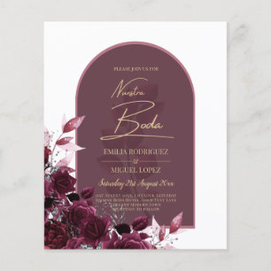 NUESTRA BODA Wine Red Roses INVITACIONS Flyer