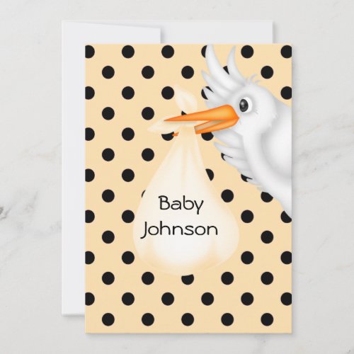 Nuetral Personalized Stork Baby Shower  Invitation