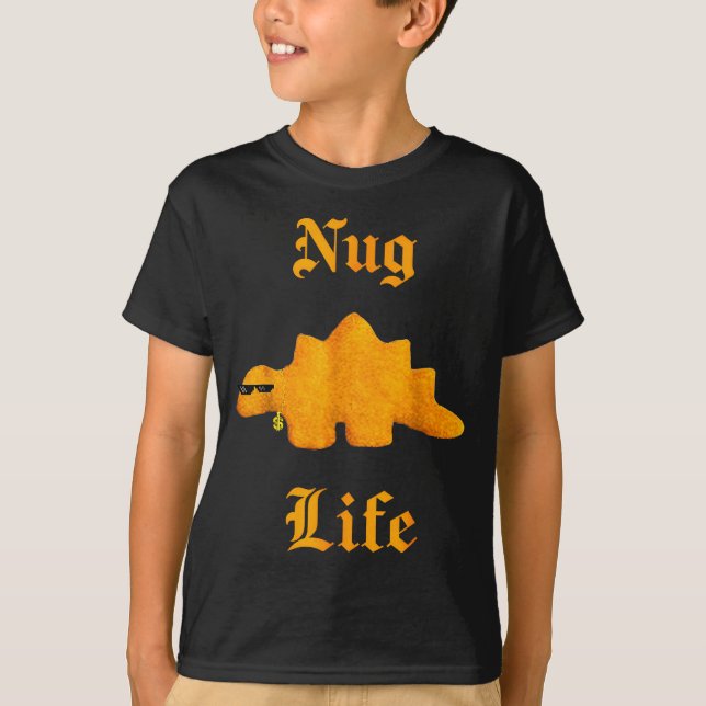 Nug Life Dinosaur Chicken Nugget Funny Retro  T-Shirt (Front)