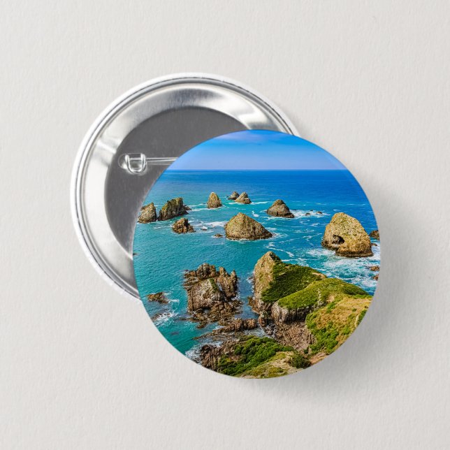 Nugget Point islets, New Zealand Button (Front & Back)