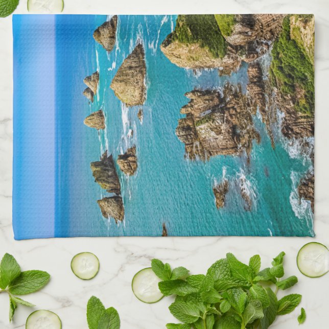 Nugget Point islets, New Zealand Kitchen Towel (Folded)