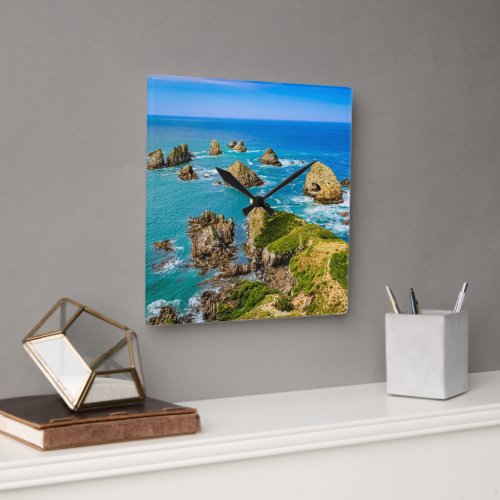 Nugget Point islets New Zealand Square Wall Clock