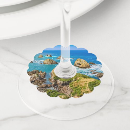Nugget Point islets New Zealand Wine Glass Tag